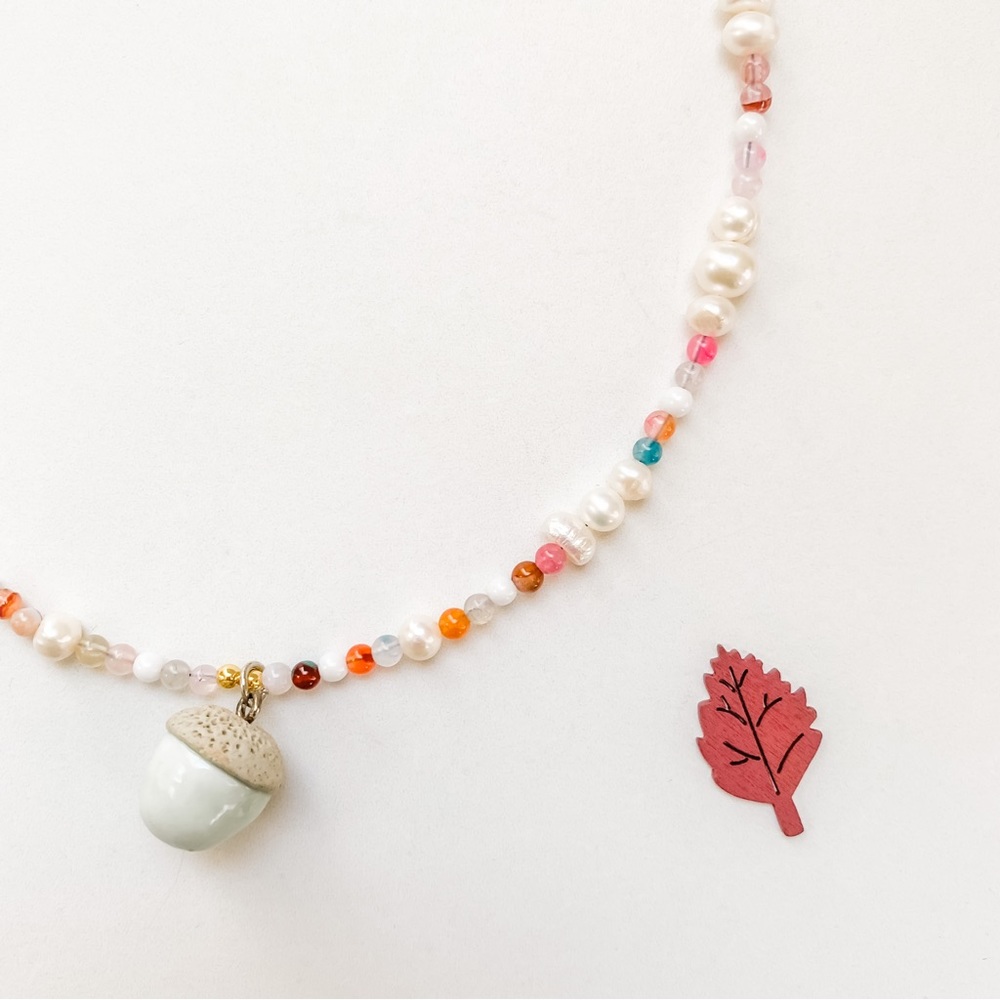 nico • half beaded half pearl necklace by terra moon